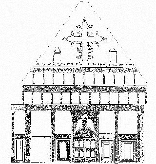 Drawing of the iconostasis of Prodromos, 18th and 19th centuries, conserved in 1998 and 1999. Financed by the Anastasios G. Leventis Foundation.
